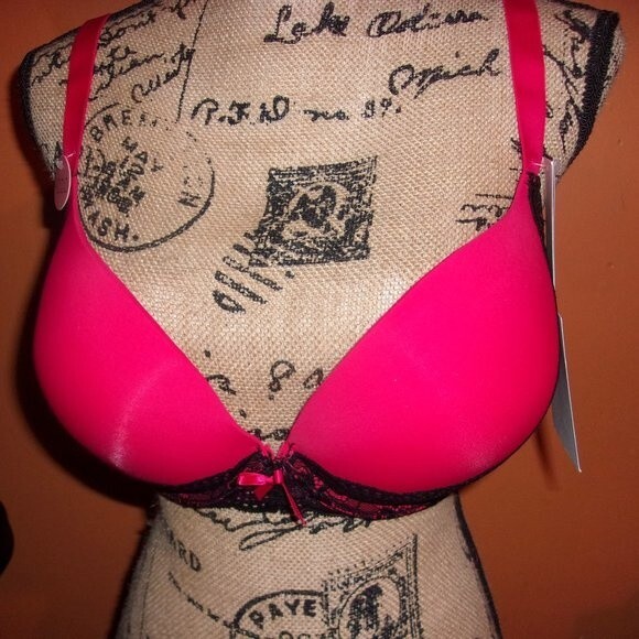 Youmita 36DD Red Floral Lace Overlay Plunge Bra - Picture 5 of 11